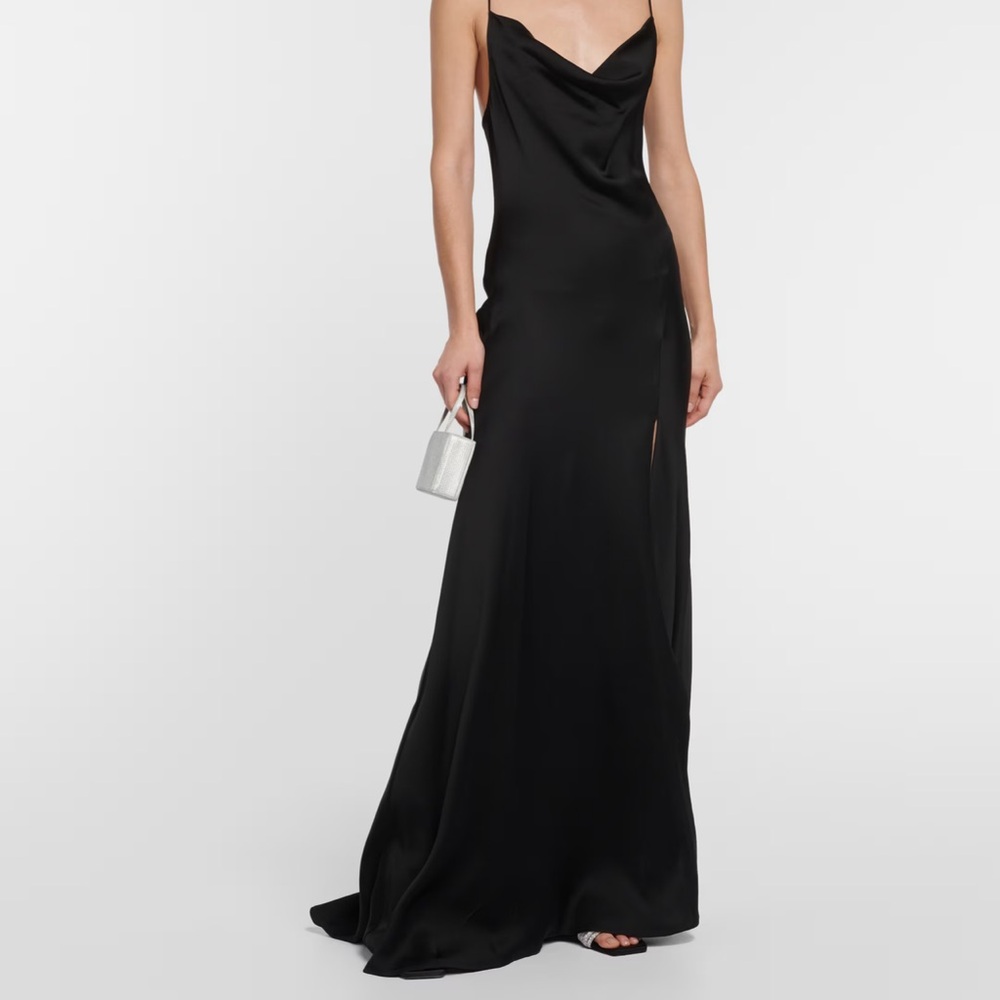 Jonathan Simkhai Black Satin Slip Gown / Wedding Gues Bridesmaid Maxi Dress